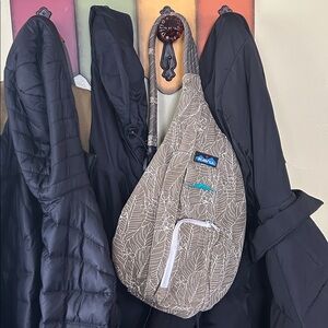 Kavu Brown Tropical Patterned Sling Backpack